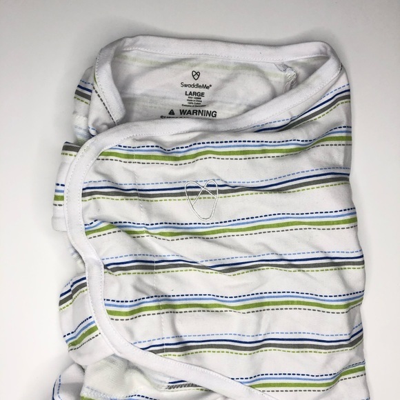 Swaddleme Striped Swaddle White Green Blue Large - Picture 4 of 4
